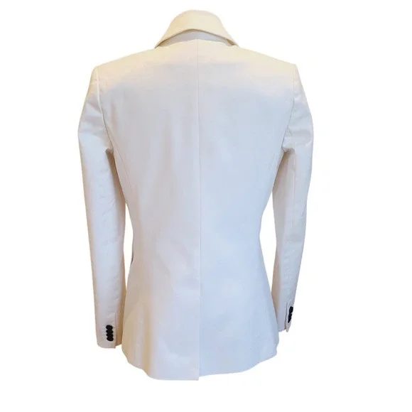 Veronica Beard White Cotton Blazer Dickey One Button Tailored Jacket Sz 4 Preppy - Picture 4 of 8